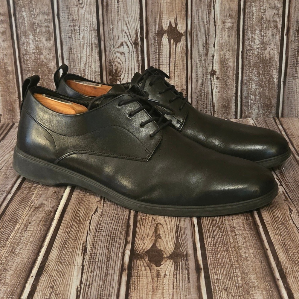Sz 12.5 M Mens Amberjack The Original Black Leather Derby Comfort Dress Shoes
